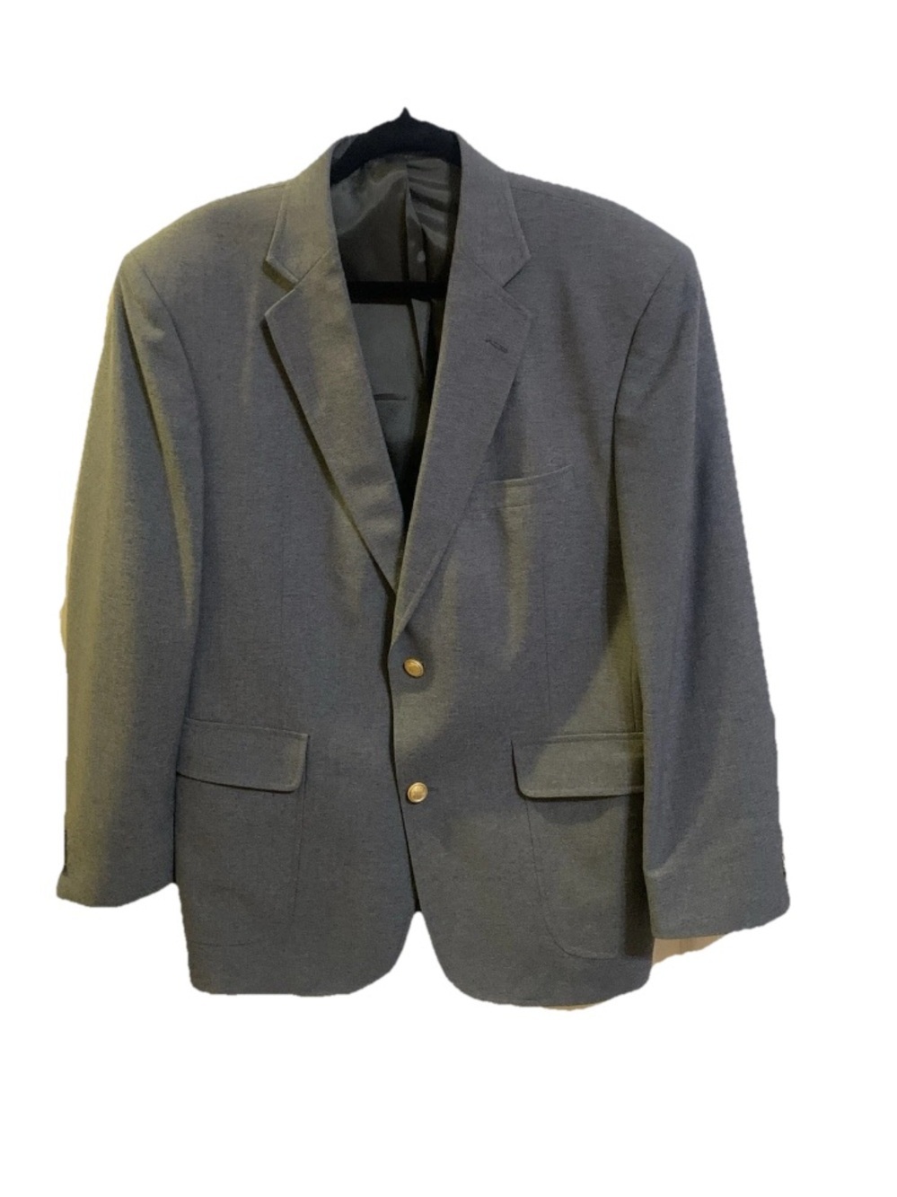 David Taylor Sz‎ 40R Wool Blend Gray Sport Coat Blazer Jacket with Gold Button